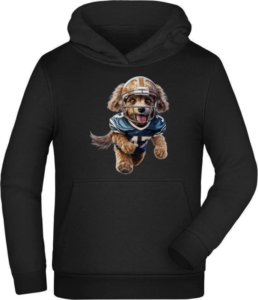 Children's Hoodie Hooded Sweatshirt - Dog in American Football Dress i498
